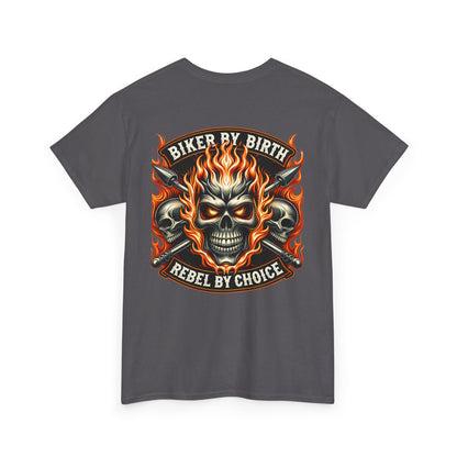 Biker Rebel Unisex Heavy Cotton Tee, Edgy Graphic T-Shirt, Gift for Bikers, Vintage Style Tee, Casual Wear, Cool Apparel