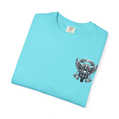 Ride Hard Unisex Garment-Dyed T-Shirt | Vintage Motorcycle Tee, Biker Gift, Freedom Shirt, Casual Wear, Ride Free Apparel