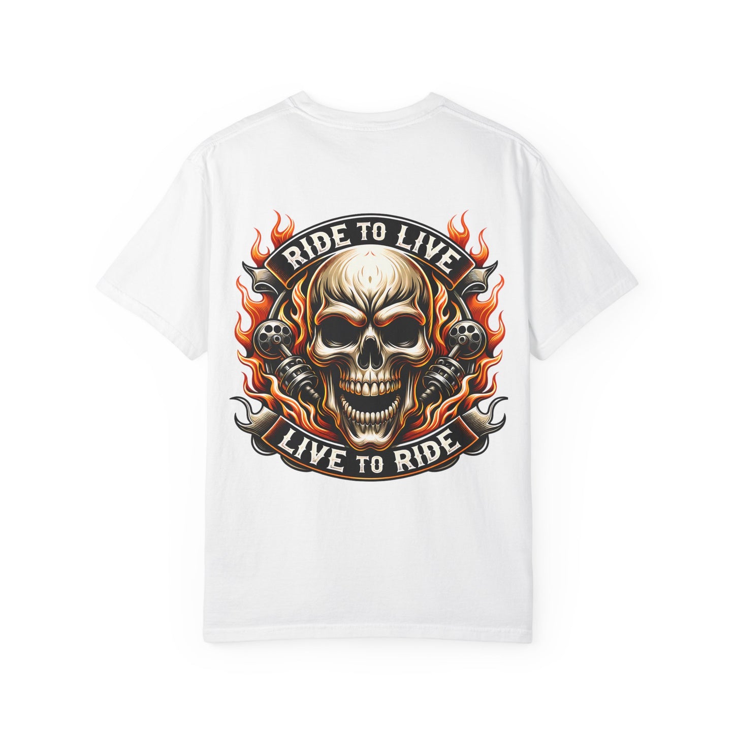 Biker Graphic Tee with Skull Design, Perfect for Motorcycle Lovers, Casual Everyday Wear, Gift for Riders, Halloween & Bikers Events