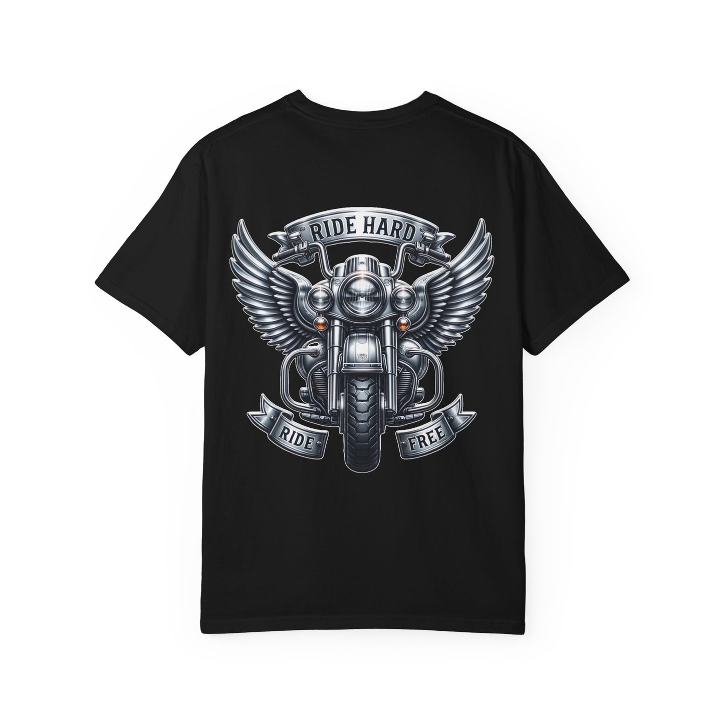 Ride Hard Unisex Garment-Dyed T-Shirt | Vintage Motorcycle Tee, Biker Gift, Freedom Shirt, Casual Wear, Ride Free Apparel