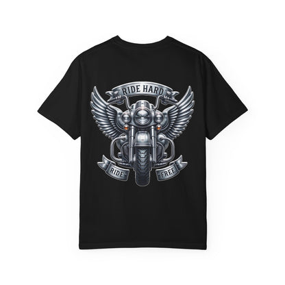 Ride Hard Unisex Garment-Dyed T-Shirt | Vintage Motorcycle Tee, Biker Gift, Freedom Shirt, Casual Wear, Ride Free Apparel