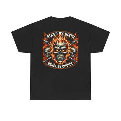 Biker Rebel Unisex Heavy Cotton Tee, Edgy Graphic T-Shirt, Gift for Bikers, Vintage Style Tee, Casual Wear, Cool Apparel