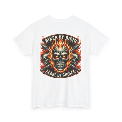 Biker Rebel Unisex Heavy Cotton Tee, Edgy Graphic T-Shirt, Gift for Bikers, Vintage Style Tee, Casual Wear, Cool Apparel