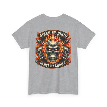 Biker Rebel Unisex Heavy Cotton Tee, Edgy Graphic T-Shirt, Gift for Bikers, Vintage Style Tee, Casual Wear, Cool Apparel