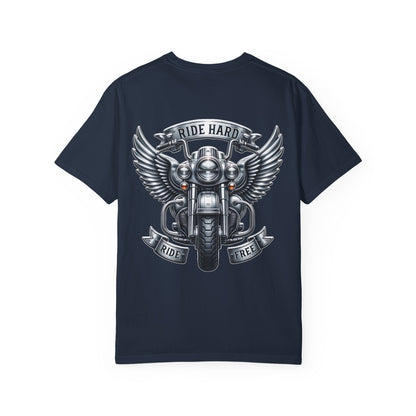 Ride Hard Unisex Garment-Dyed T-Shirt | Vintage Motorcycle Tee, Biker Gift, Freedom Shirt, Casual Wear, Ride Free Apparel