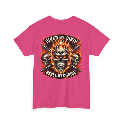 Biker Rebel Unisex Heavy Cotton Tee, Edgy Graphic T-Shirt, Gift for Bikers, Vintage Style Tee, Casual Wear, Cool Apparel
