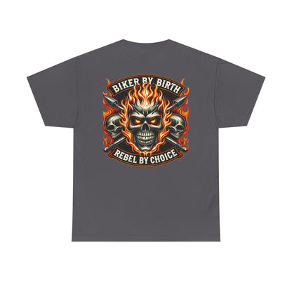 Biker Rebel Unisex Heavy Cotton Tee, Edgy Graphic T-Shirt, Gift for Bikers, Vintage Style Tee, Casual Wear, Cool Apparel