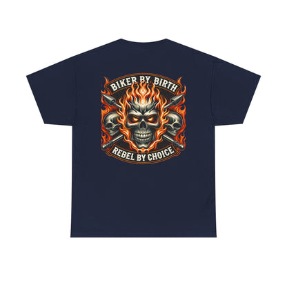 Biker Rebel Unisex Heavy Cotton Tee, Edgy Graphic T-Shirt, Gift for Bikers, Vintage Style Tee, Casual Wear, Cool Apparel