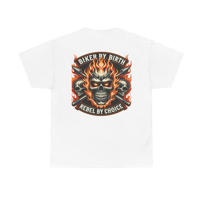 Biker Rebel Unisex Heavy Cotton Tee, Edgy Graphic T-Shirt, Gift for Bikers, Vintage Style Tee, Casual Wear, Cool Apparel