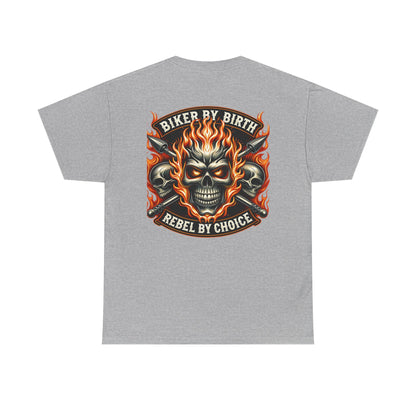 Biker Rebel Unisex Heavy Cotton Tee, Edgy Graphic T-Shirt, Gift for Bikers, Vintage Style Tee, Casual Wear, Cool Apparel