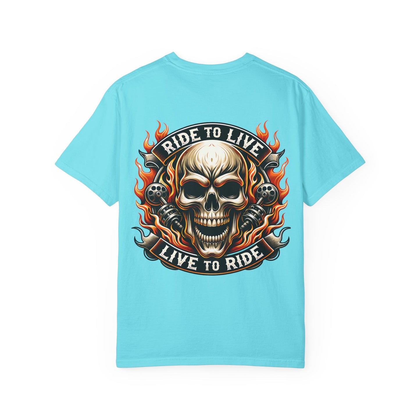 Biker Graphic Tee with Skull Design, Perfect for Motorcycle Lovers, Casual Everyday Wear, Gift for Riders, Halloween & Bikers Events