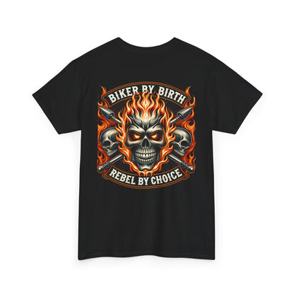 Biker Rebel Unisex Heavy Cotton Tee, Edgy Graphic T-Shirt, Gift for Bikers, Vintage Style Tee, Casual Wear, Cool Apparel