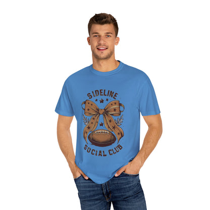 Football-Themed Unisex T-Shirt, Sideline Social Club Tee, Cozy Game Day Shirt, Perfect for Sports Lovers, Gifts for Football Fans
