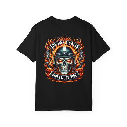 Unisex Motorcycle Graphic Tee - The Road Calls, Biker Shirt, Gift for Riders, Casual Wear, Unique Graphic T-shirt