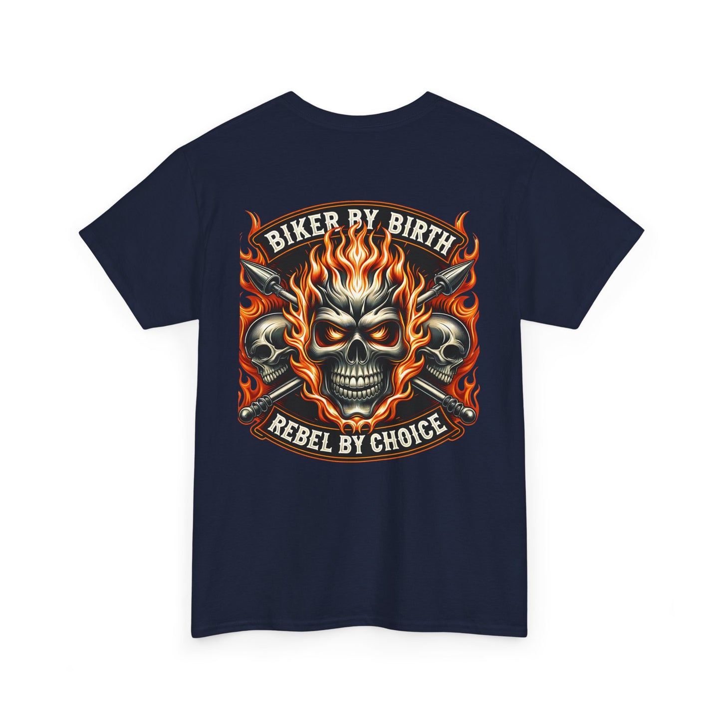 Biker Rebel Unisex Heavy Cotton Tee, Edgy Graphic T-Shirt, Gift for Bikers, Vintage Style Tee, Casual Wear, Cool Apparel