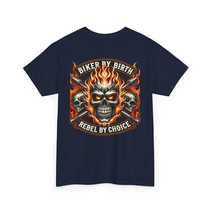 Biker Rebel Unisex Heavy Cotton Tee, Edgy Graphic T-Shirt, Gift for Bikers, Vintage Style Tee, Casual Wear, Cool Apparel