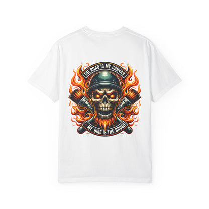 Edgy Motorcycle Graphic Tee | Biker T-Shirt | The Road is My Canvas | Unisex Motorcycle Apparel | Gift for Bikers, Cool Graphic Shirt