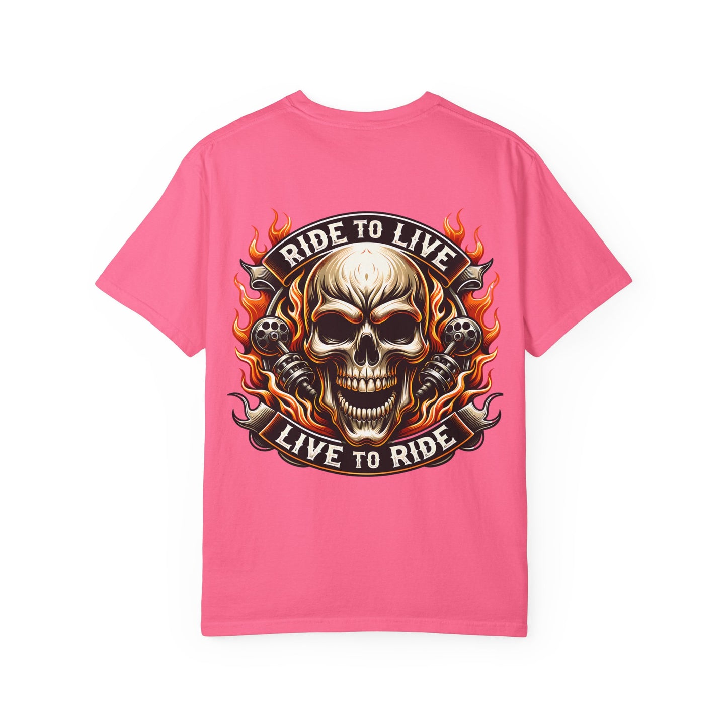 Biker Graphic Tee with Skull Design, Perfect for Motorcycle Lovers, Casual Everyday Wear, Gift for Riders, Halloween & Bikers Events