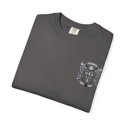 Rebellious Motorcycle Graphic Tee, Unisex Biker Shirt, Skull Design Apparel, Vintage Style T-Shirt, Gift for Riders, Casual Summer Wear