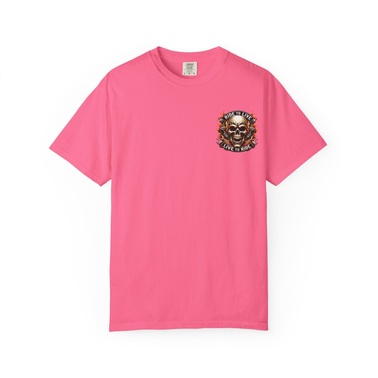 Biker Graphic Tee with Skull Design, Perfect for Motorcycle Lovers, Casual Everyday Wear, Gift for Riders, Halloween & Bikers Events