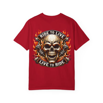 Biker Graphic Tee with Skull Design, Perfect for Motorcycle Lovers, Casual Everyday Wear, Gift for Riders, Halloween & Bikers Events