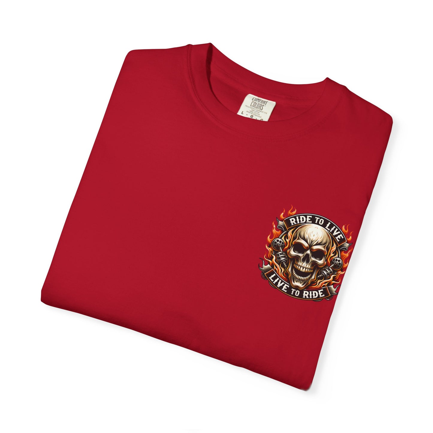 Biker Graphic Tee with Skull Design, Perfect for Motorcycle Lovers, Casual Everyday Wear, Gift for Riders, Halloween & Bikers Events