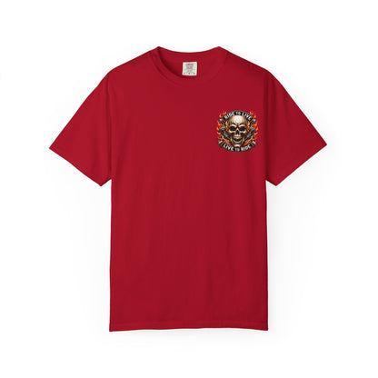 Biker Graphic Tee with Skull Design, Perfect for Motorcycle Lovers, Casual Everyday Wear, Gift for Riders, Halloween & Bikers Events